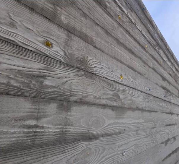 Timber-look off-form concrete wall detail